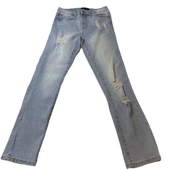 Rachel Roy Jeans Women's 2/26 Light Wash Distressed Straight Leg Denim Mid Rise - Picture 1 of 10